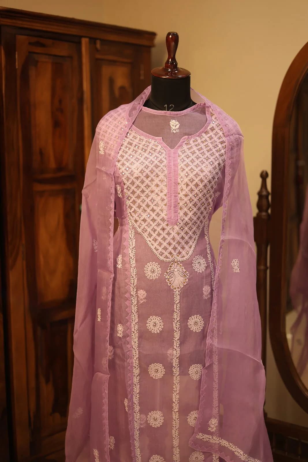Dusty Pink Floral Embroidered Tunic