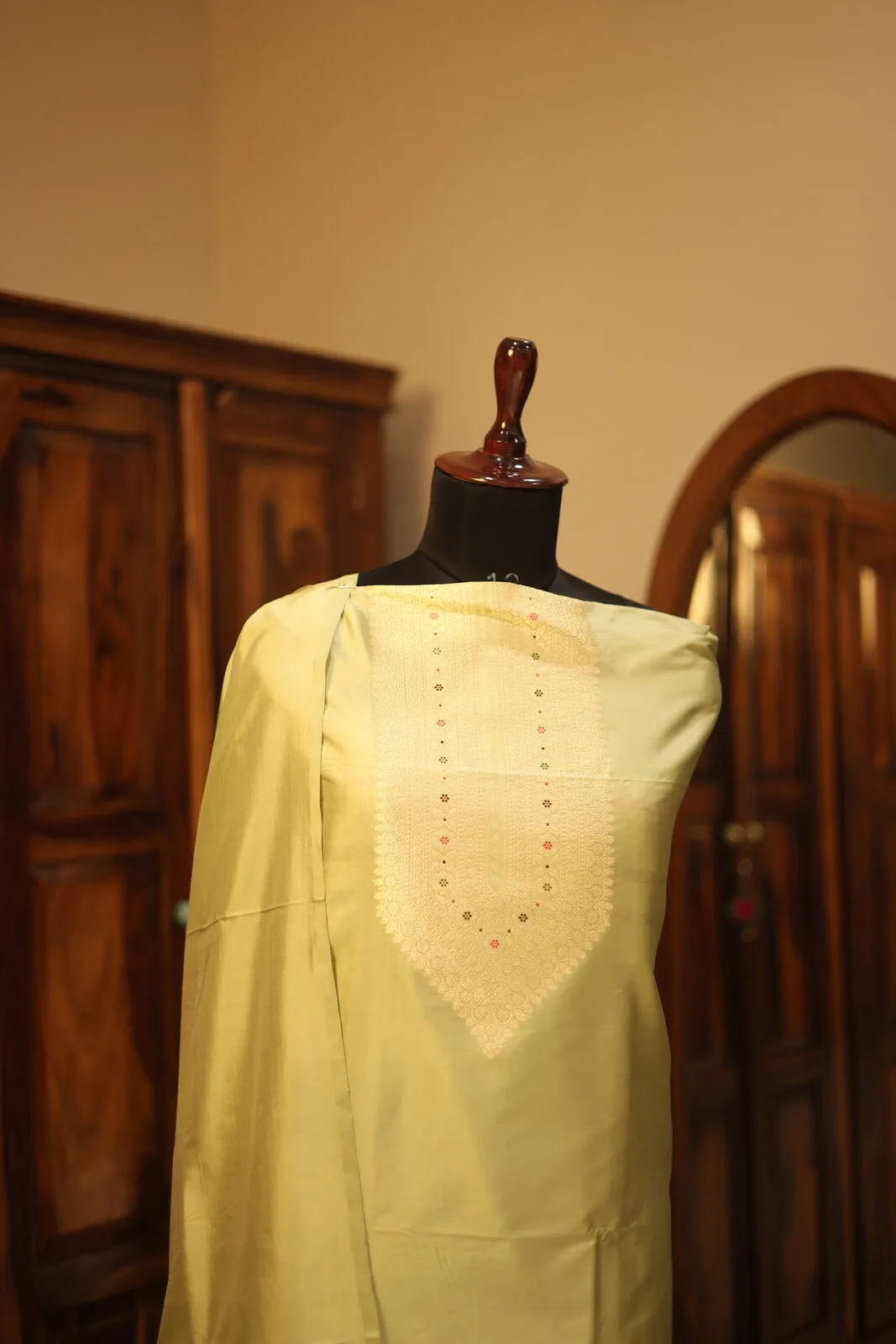 Light Yellow Kurti with Beaded Geometric Embroidery